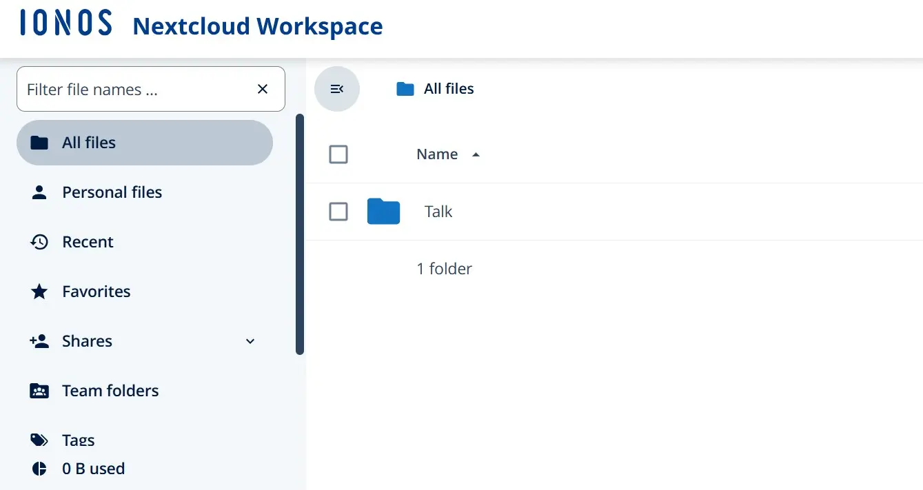 Nextcloud Workspace: Files Immagine: Nextcloud Workspace: Files