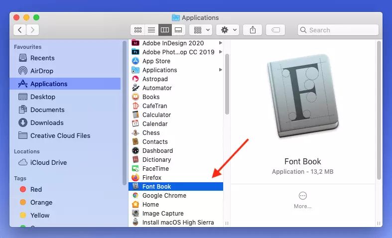 Immagine: Mac: installare font: trovare il programma “Libro Font”
