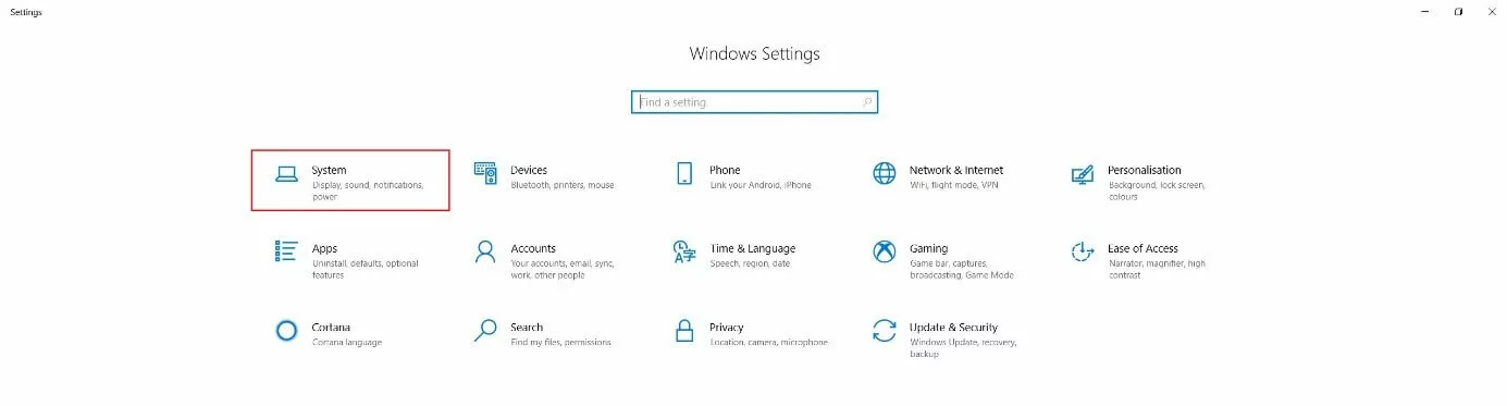 “Impostazioni di Windows” in Windows 10