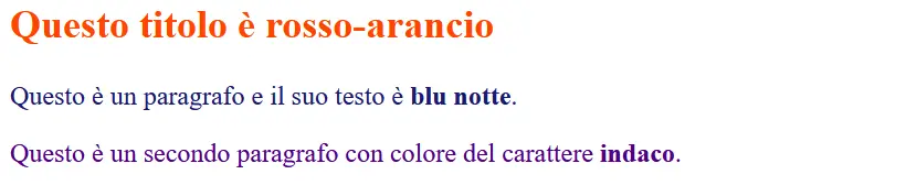 Colori HTML: esempio di testo Immagine: Colori HTML: esempio di testo