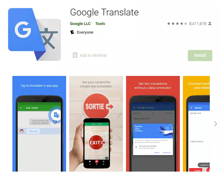 Google Traduttore su Google Play Store