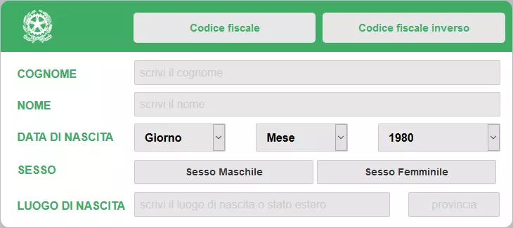 Immagine: Il generatore di codice fiscale del sito Codicefiscale.com