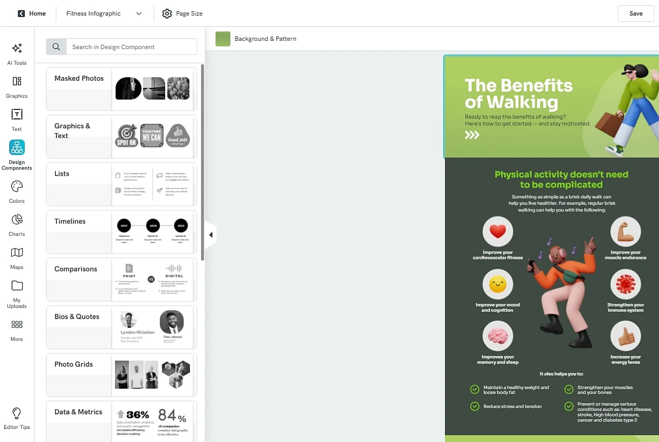 Immagine: Interfaccia utente di Piktochart