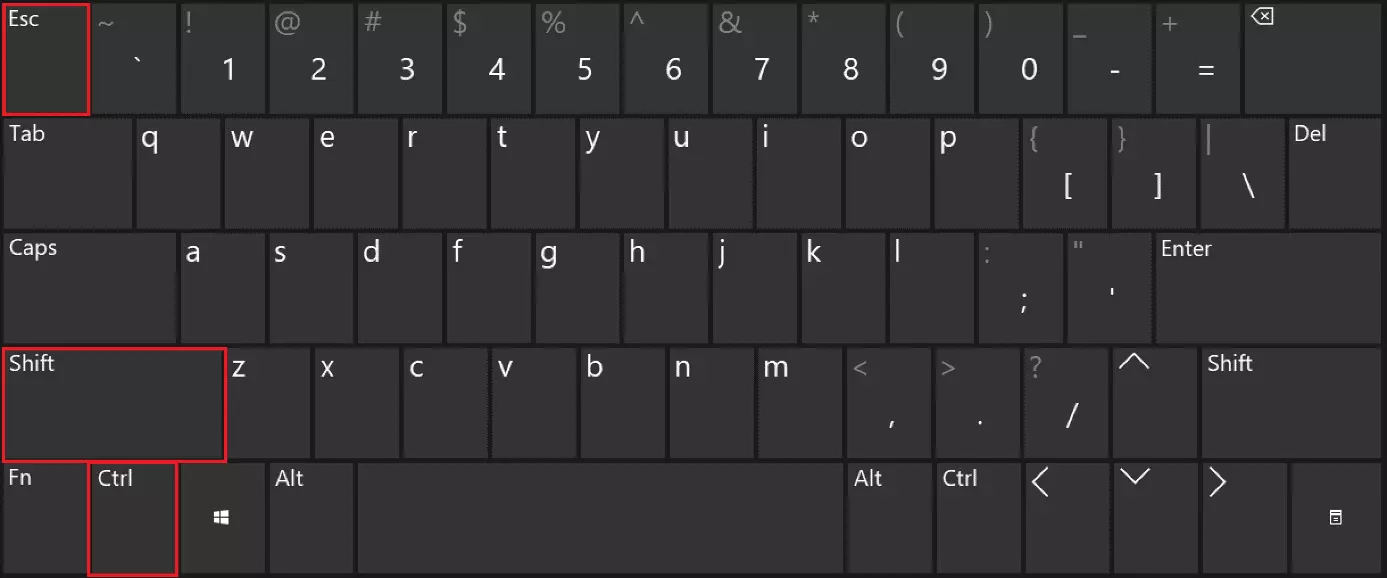 Tasto di scelta rapida Windows per la Gestione attività evidenziato in rosso sulla tastiera