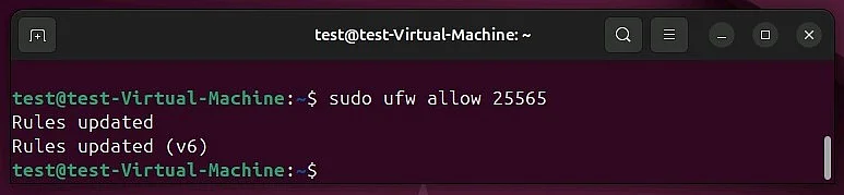 Apertura della porta (25565) su Ubuntu 24.04 Immagine: Apertura della porta (25565) su Ubuntu 24.04