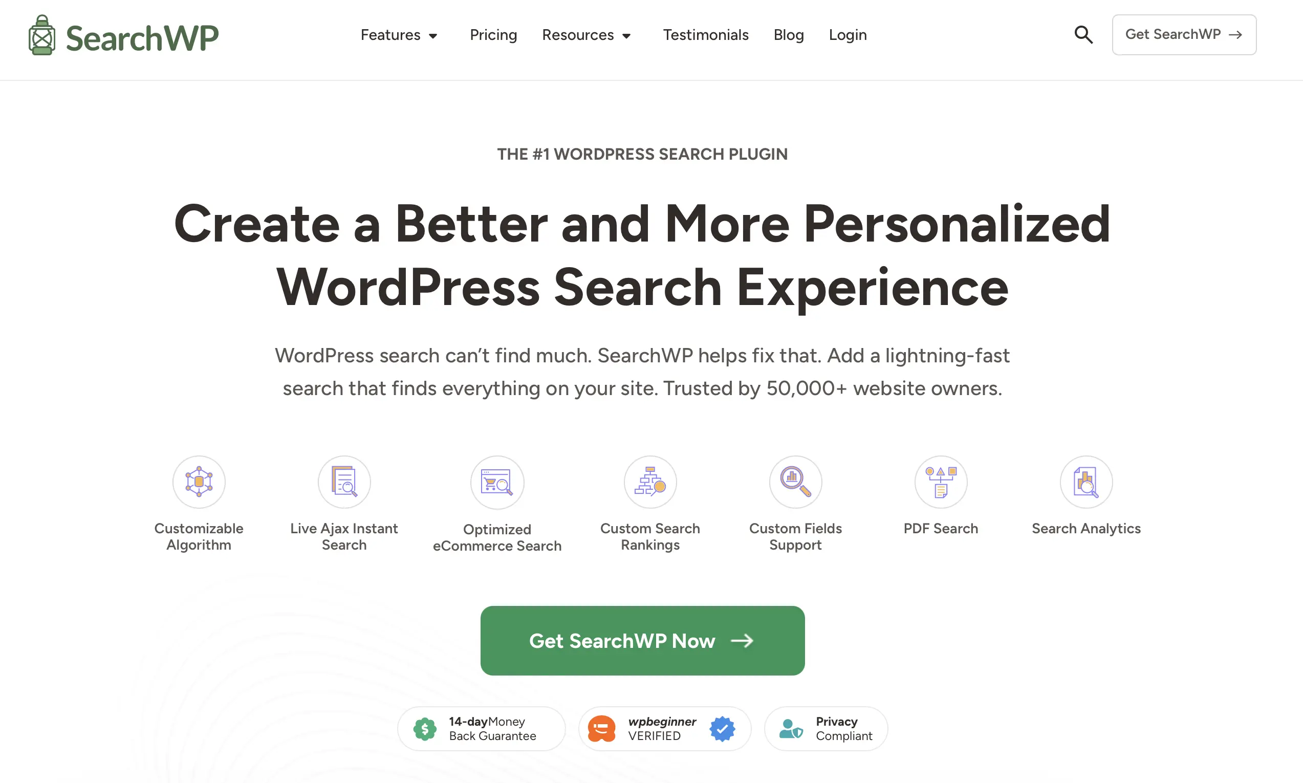 Immagine: Sito dell’estensione WordPress SearchWP