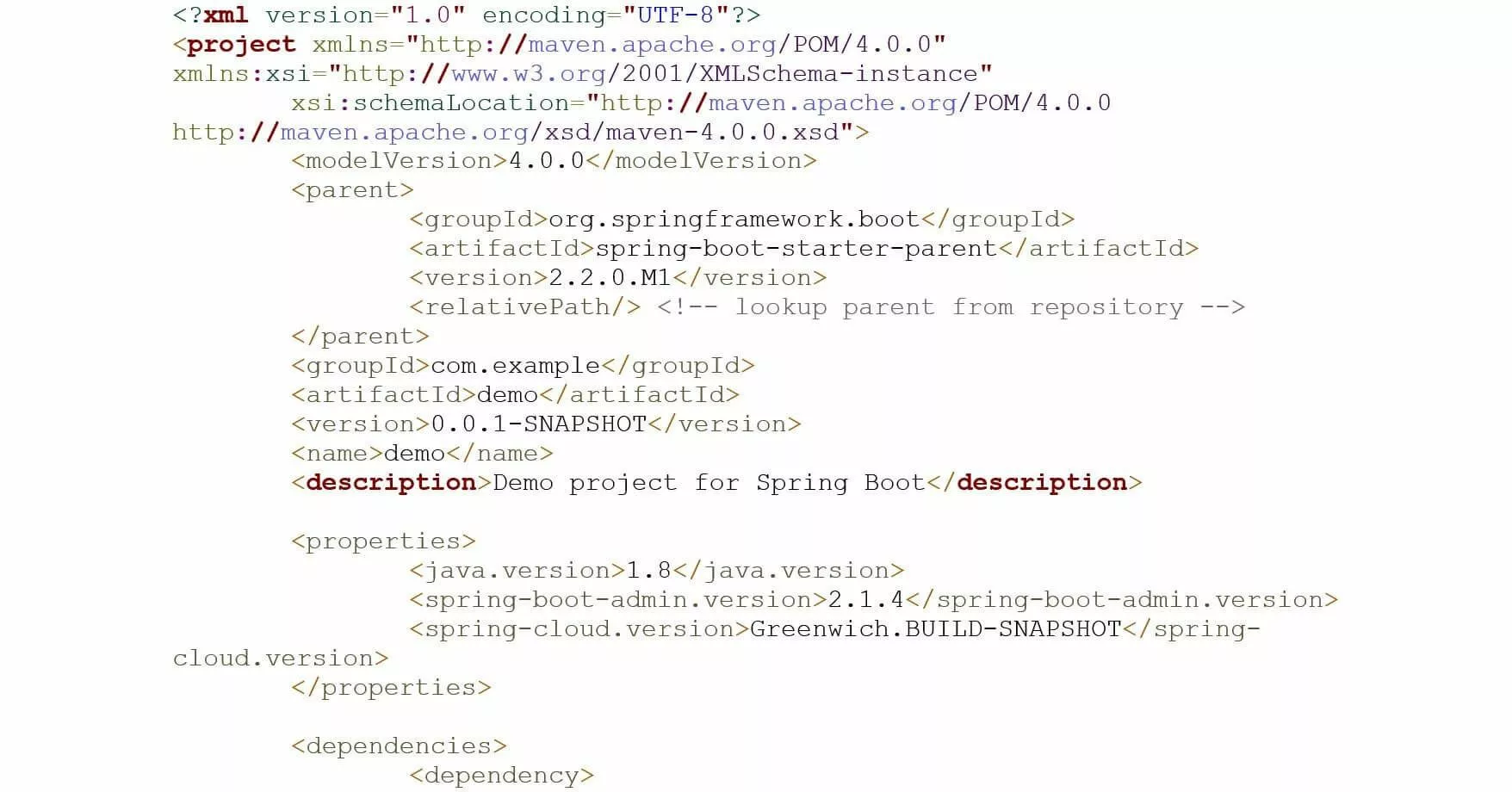 Immagine: Parte del file di configurazione Maven pom.xml