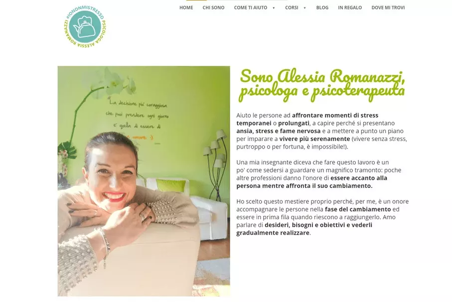 Immagine: Pagina “Chi sono” della psicologa e psicoterapeuta Alessia Romanazzi