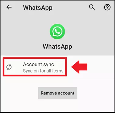 Immagine: “Sincronizzazione account” di WhatsApp nel menu “Account”