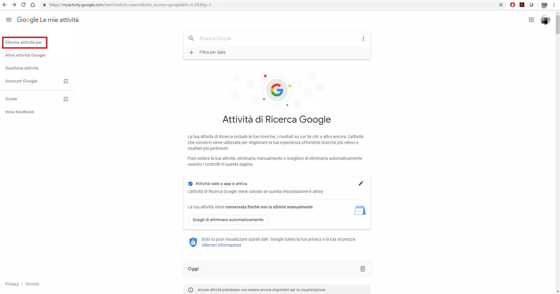 Cronologia delle attività di Google