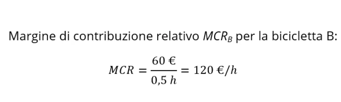 Immagine: Margine di contribuzione relativo: esempio con bicicletta B