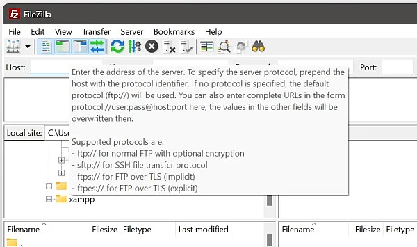 Immagine: Client FileZilla