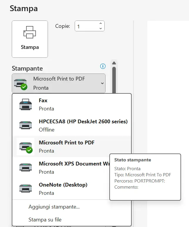 Opzioni di stampa di Outlook Immagine: Opzioni di stampa di Outlook