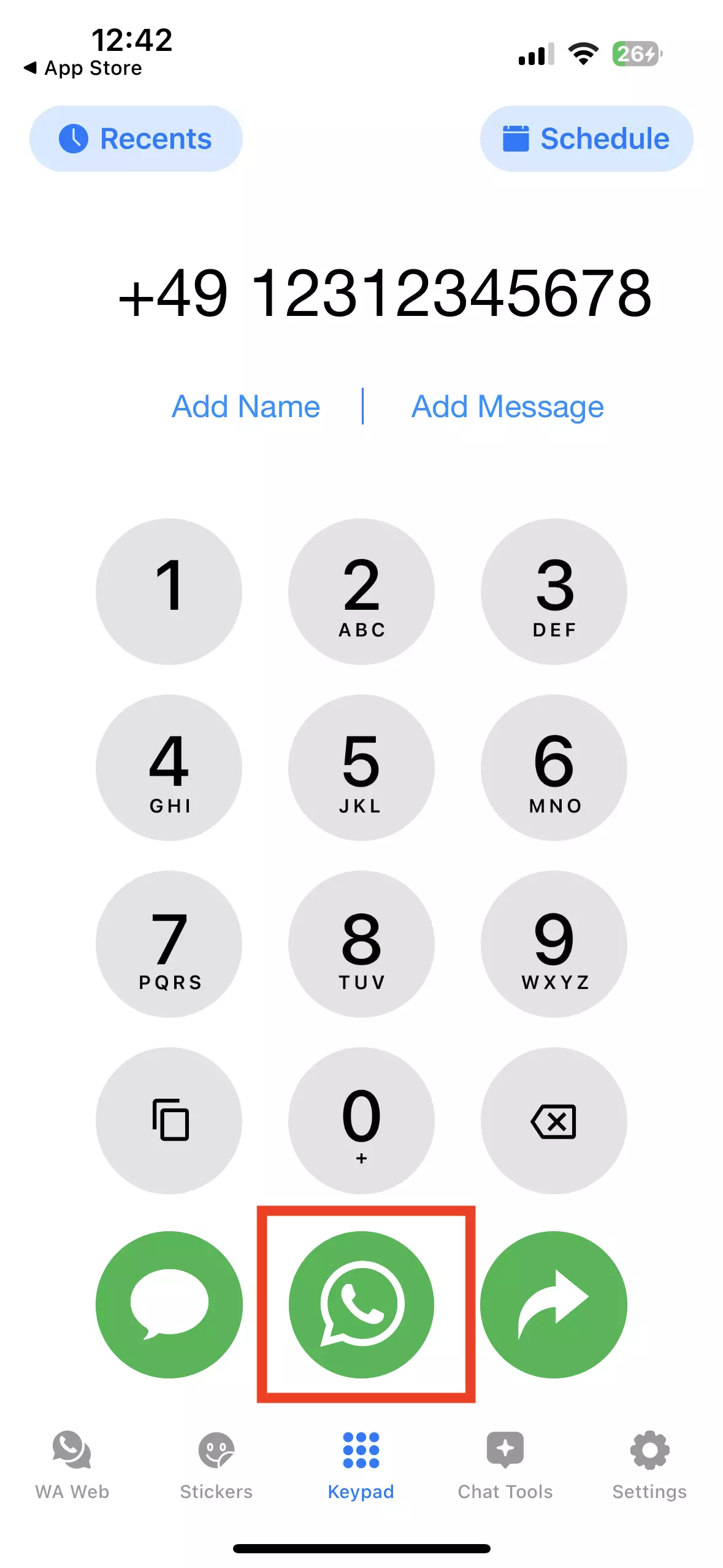 Screenshot dell’app “Click to chat” Immagine: Screenshot dell’app “Click to chat”