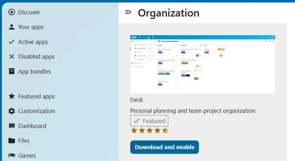 Immagine: Deck nell’App Store Nextcloud