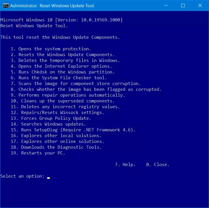 Immagine: Reset Windows Update Agent