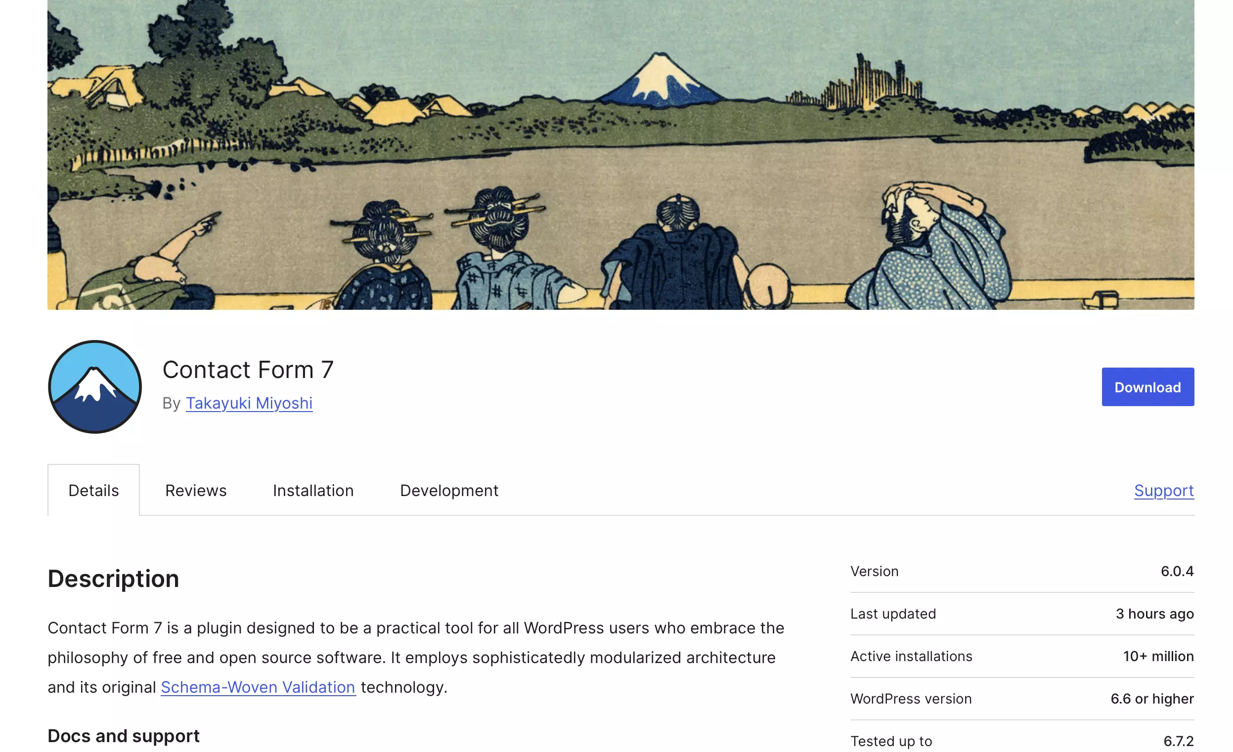Pagina informativa su Contact Form 7 nella directory dei plugin di WordPress Immagine: Pagina informativa su Contact Form 7 nella directory dei plugin di WordPress