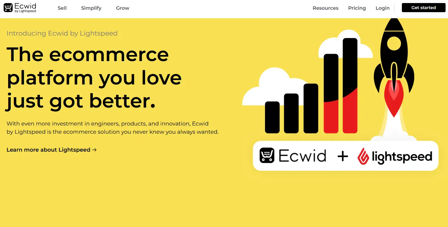 Screenshot del sito di Ecwid Immagine: Screenshot del sito di Ecwid