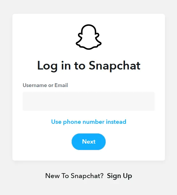 Login di Snapchat dal browser Immagine: Login di Snapchat dal browser