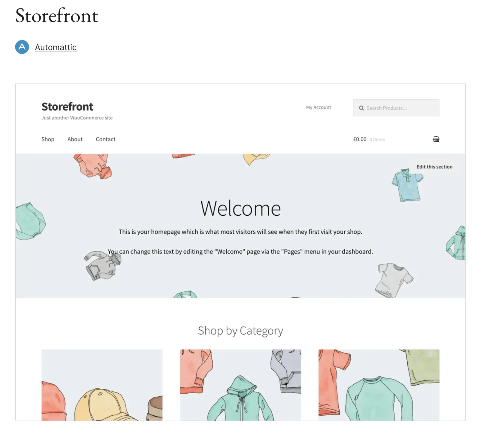 Immagine: Anteprima del tema WordPress Storefront su WordPress.org