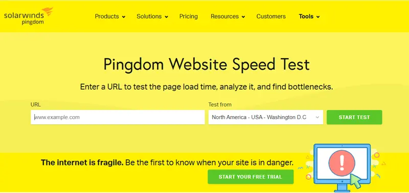 Sito di Pingdom Immagine: Sito di Pingdom