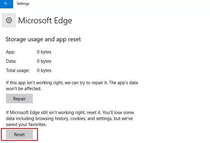 Microsoft Edge nel menu “Apps & features”