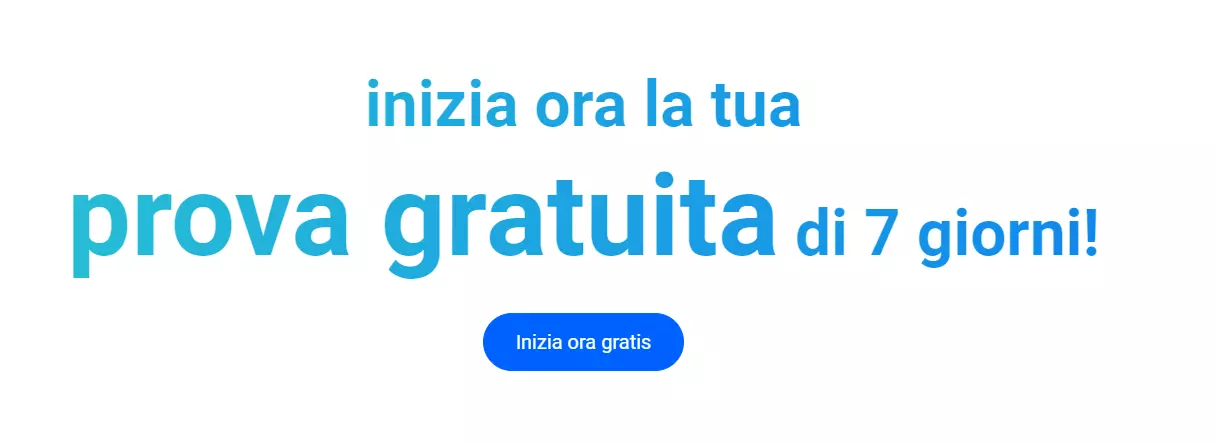 Immagine: Classica CTA in basso al centro: "inizia ora gratis"