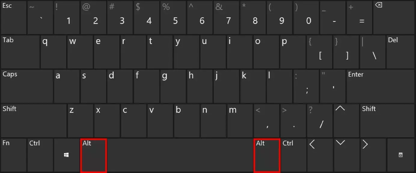 I tasti Alt della tastiera Windows nella versione in lingua inglese