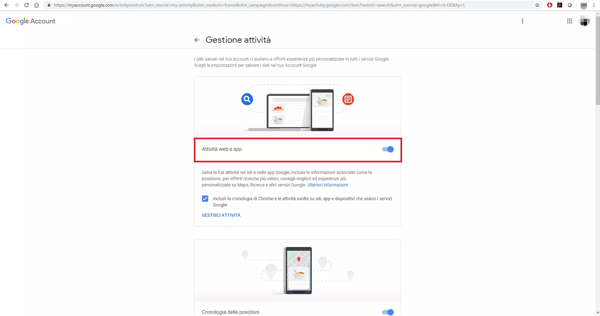 Gestione attività di Google