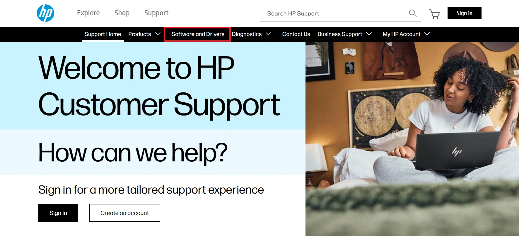Sito web HP: software e driver Immagine: Sito web HP: software e driver