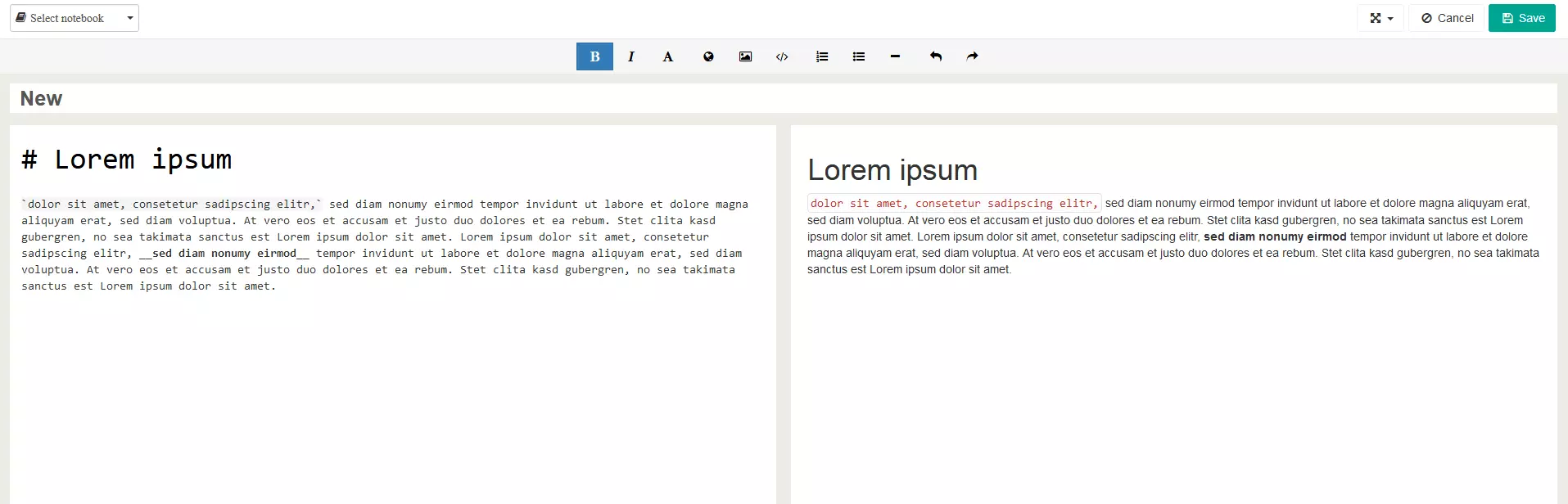 Immagine: Versione online del Markdown editor Laverna