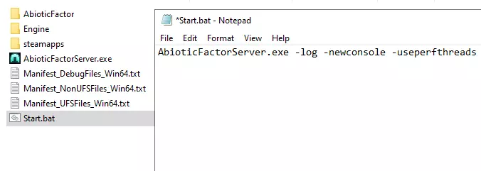 Immagine: Script di avvio del server dedicato per Abiotic Factor