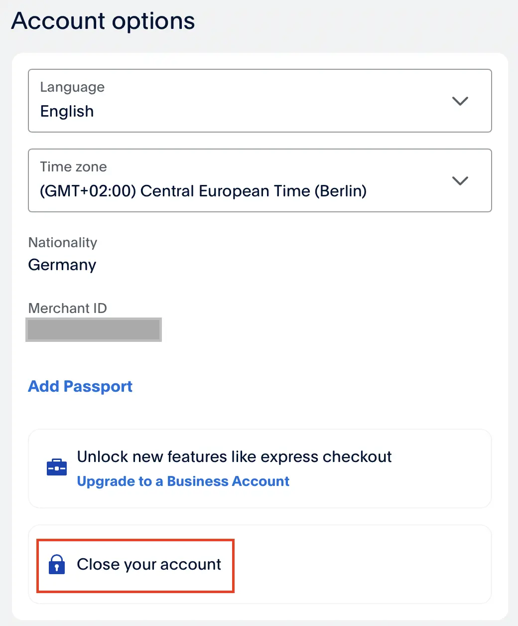Immagine: Impostazioni personali del conto PayPal