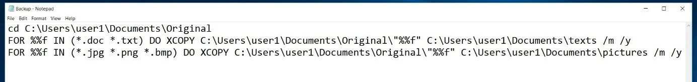File batch con meccanismo di backup complesso