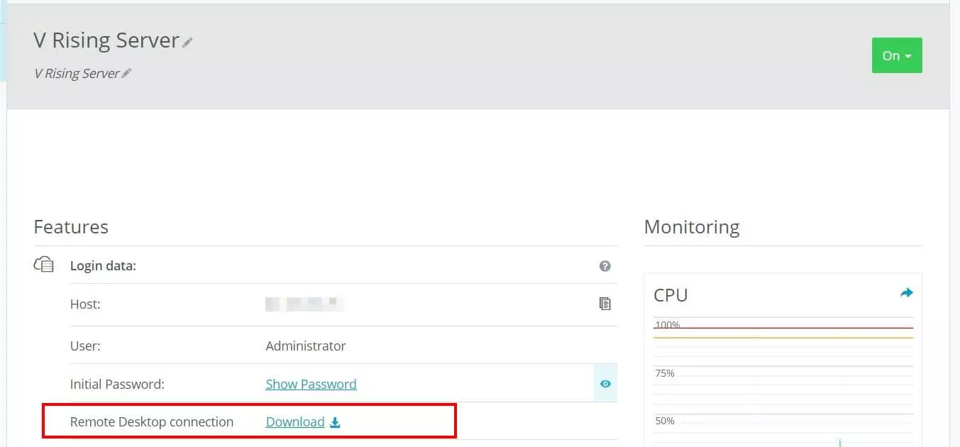 Connessione desktop remoto: configurazione tramite il Cloud Panel di IONOS