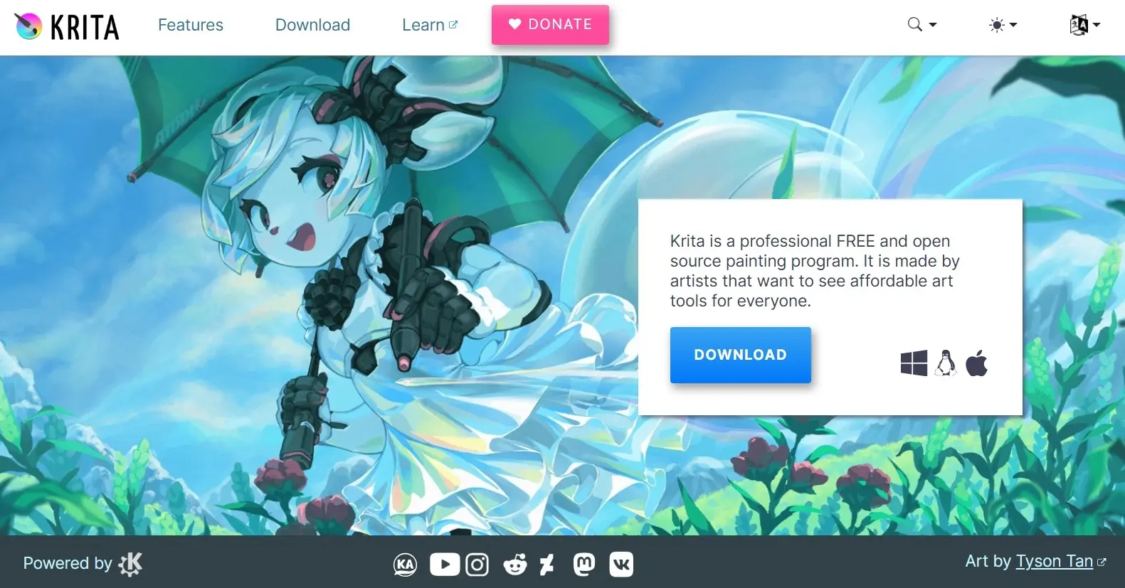 Sito web di Krita Immagine: Sito web di Krita