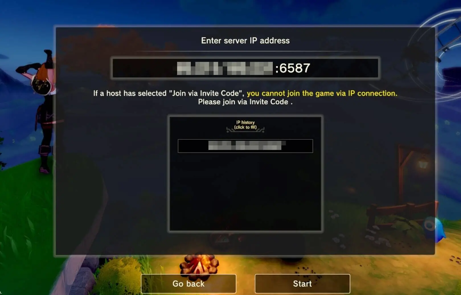 Immagine: Accesso al server per Craftopia tramite IP