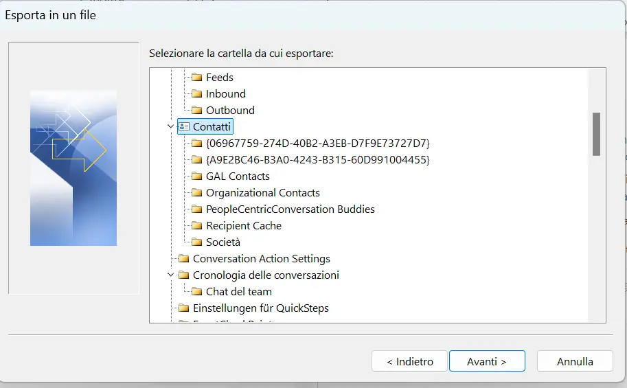 Immagine: Panoramica delle cartelle su Outlook 365