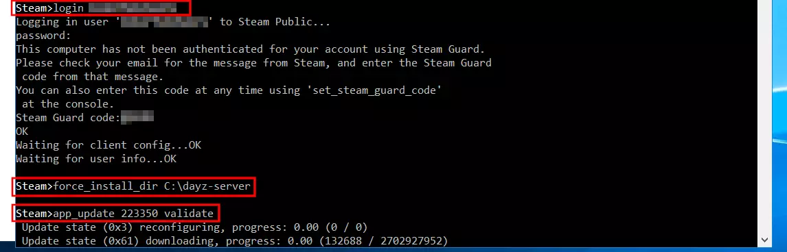 SteamCMD: installazione del server DayZ