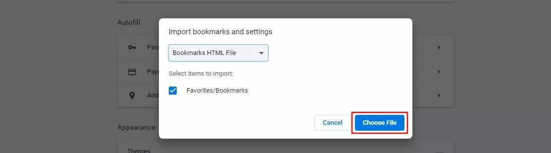 Immagine: Google Chrome: importazione di un file HTML dei preferiti
