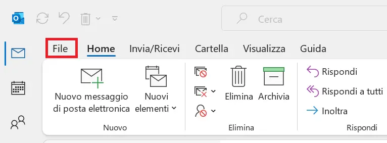 Barra dei menu di Outlook Immagine: Barra dei menu di Outlook