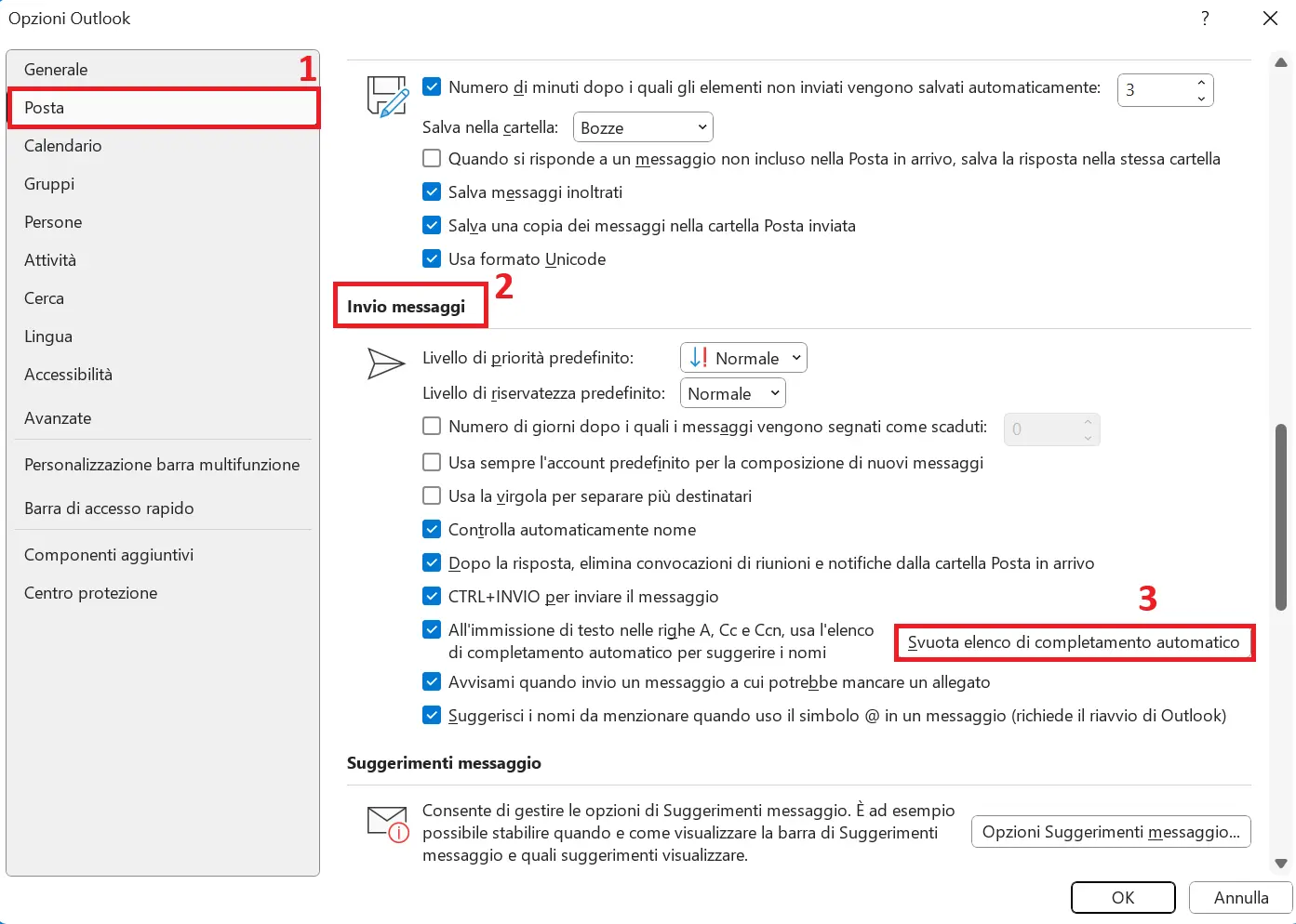 Pulsante per svuotare l’elenco di completamento automatico Immagine: Pulsante per svuotare l’elenco di completamento automatico
