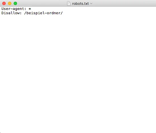 Screenshot di un file robots.txt in cui l’accesso a una cartella è bloccato Immagine: Screenshot di un file robots.txt in cui l’accesso a una cartella è bloccato