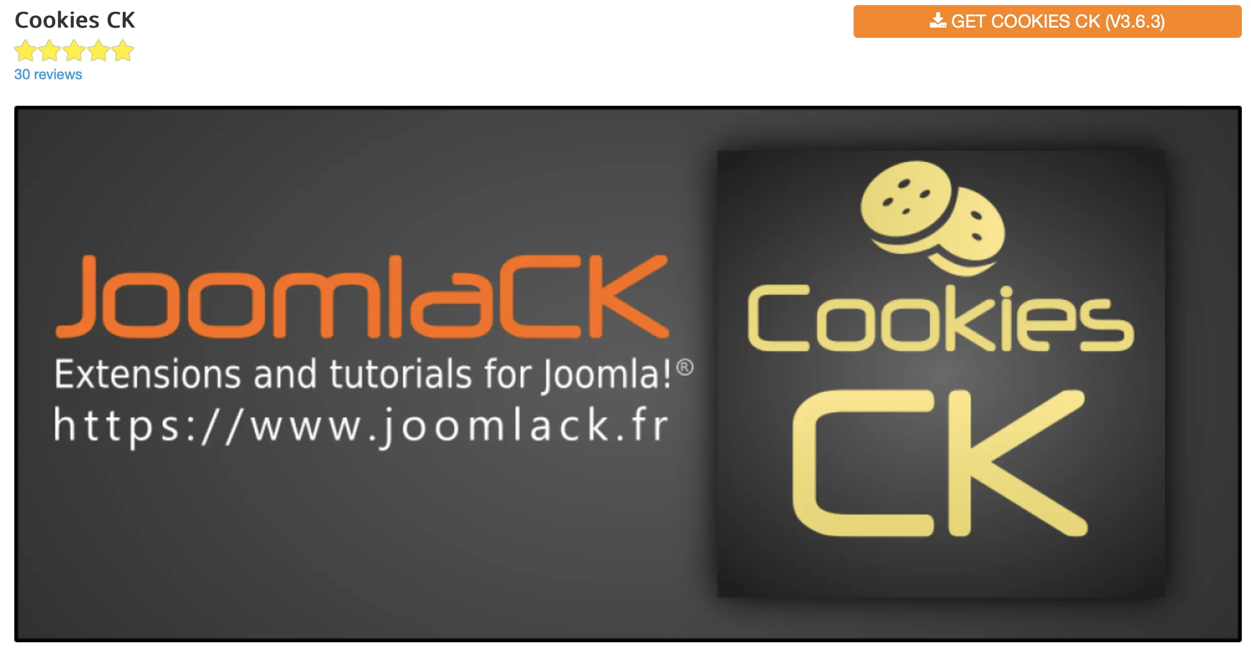 Screenshot del sito web del plugin Cookies CK per i cookie di Joomla Immagine: Screenshot del sito web del plugin Cookies CK per i cookie di Joomla