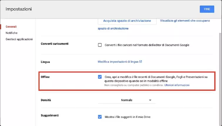Funzione “Modalità offline” nel menu “Impostazioni” di Chrome