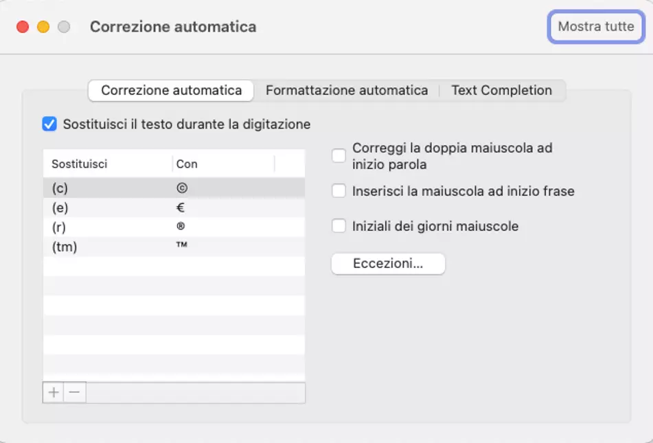 Outlook per Mac: opzioni di correzione automatica Outlook per Mac: opzioni di correzione automatica