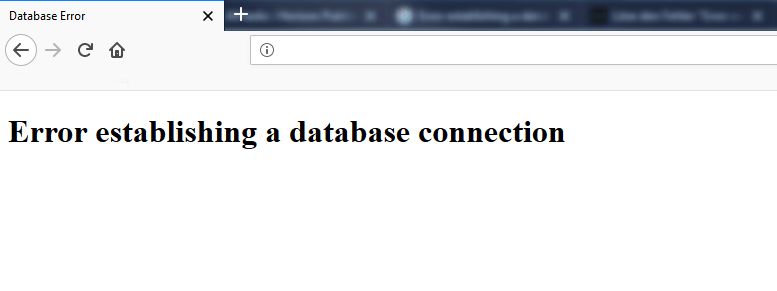 Screenshot del messaggio di errore “Error establishing a database connection“