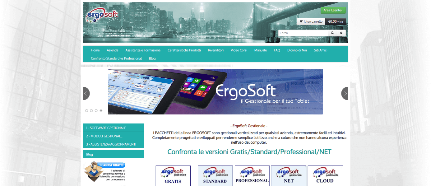 Homepage del sito web di ErgoSoft Gestionale