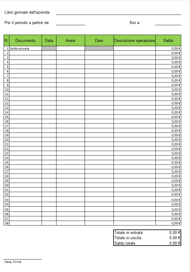 Modello di libro giornale scaricabile gratuitamente - IONOS